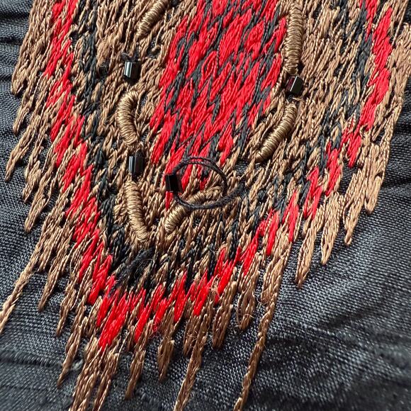 Chico's Design jacket 100% silk embroidered red diamond patterns Size L - Picture 11 of 12